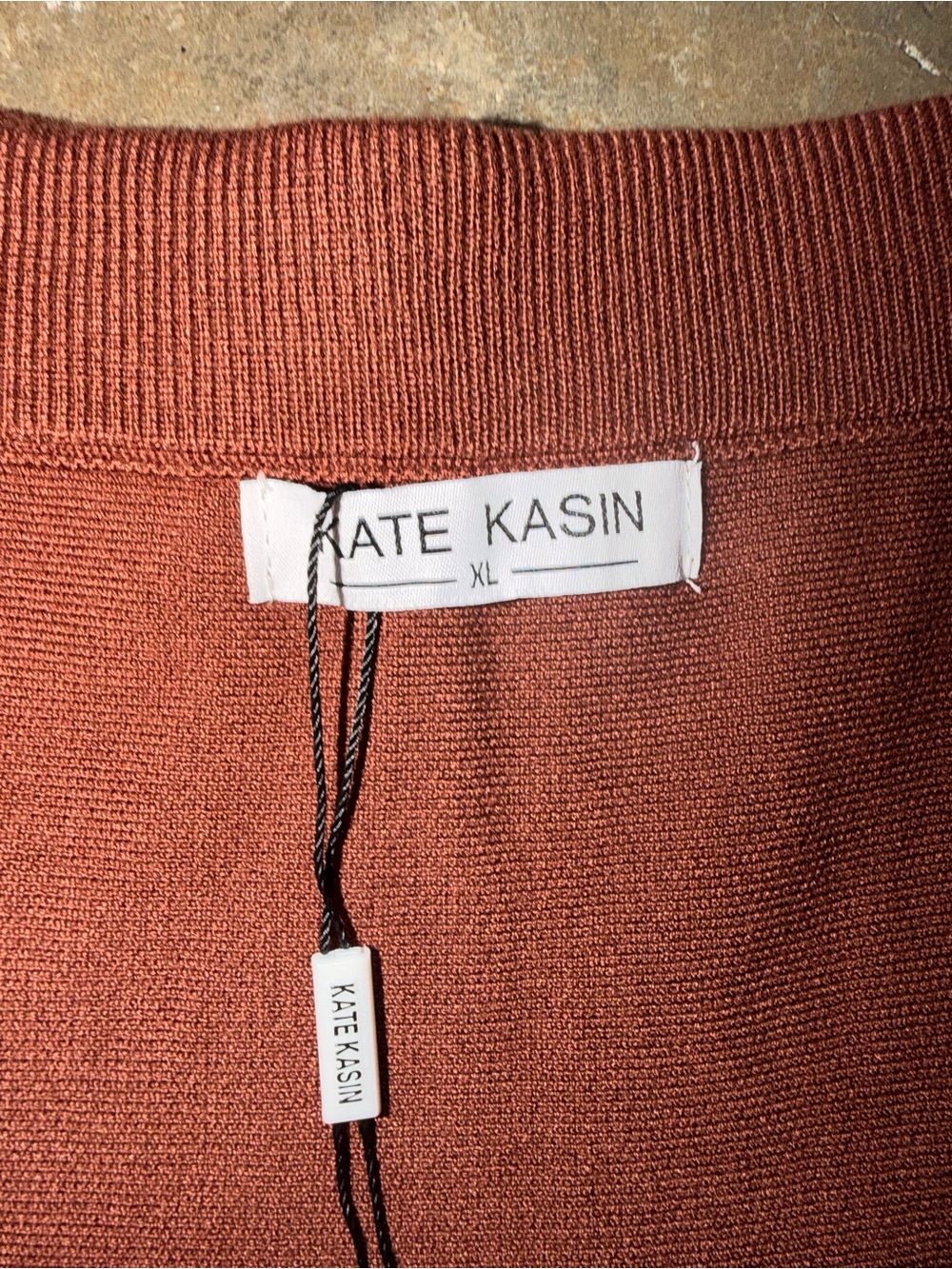 NWT Kate Kasin XL Coffee Brown Knit A-Line Skirt White Trim Preppy Mini - Picture 3 of 9